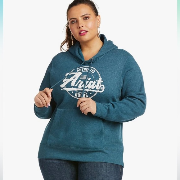 Ariat Womens REAL Hoodie Teal XL - Picture 13 of 13